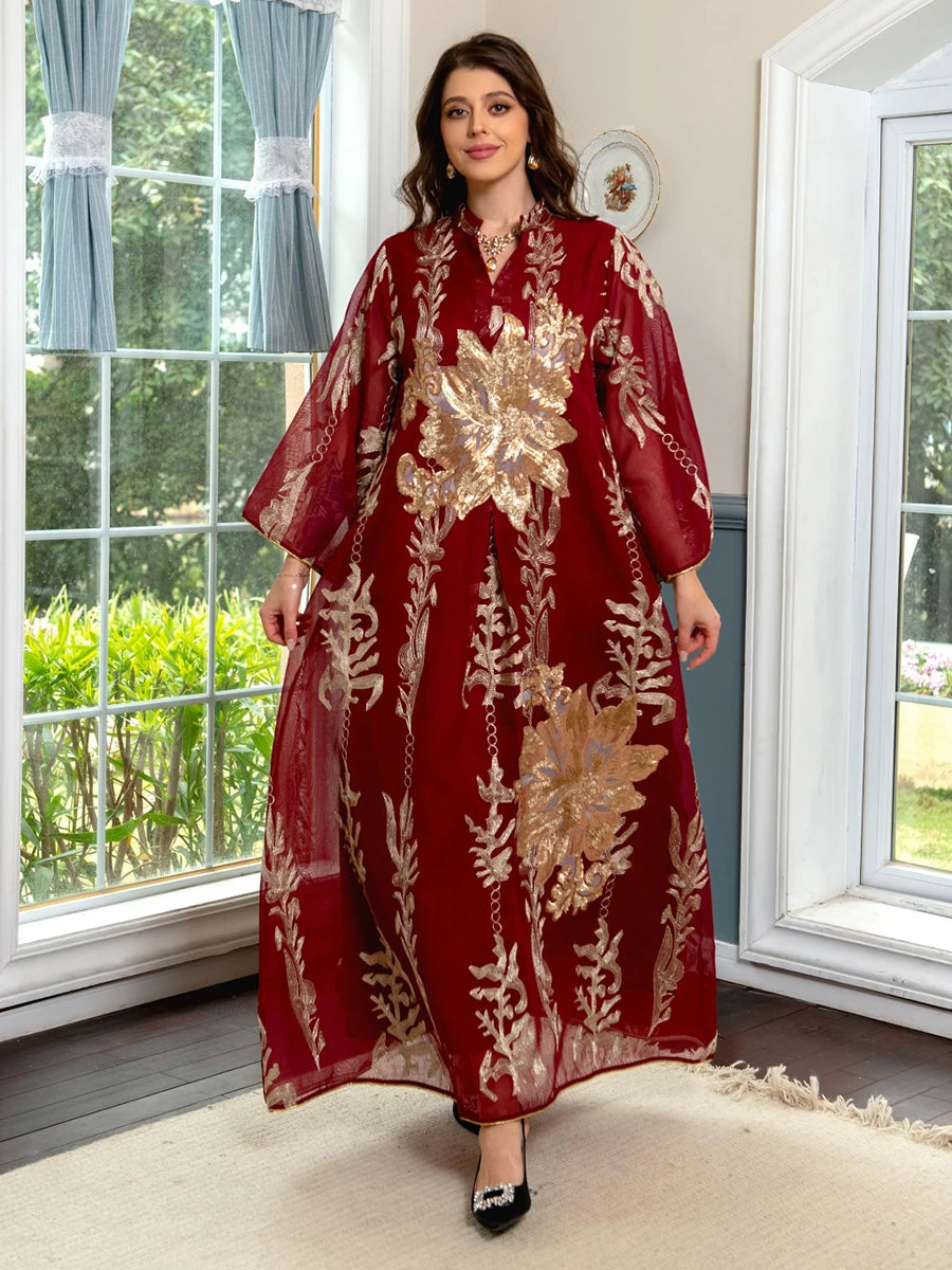 Abayas for Women Luxury Sequins Embroidery