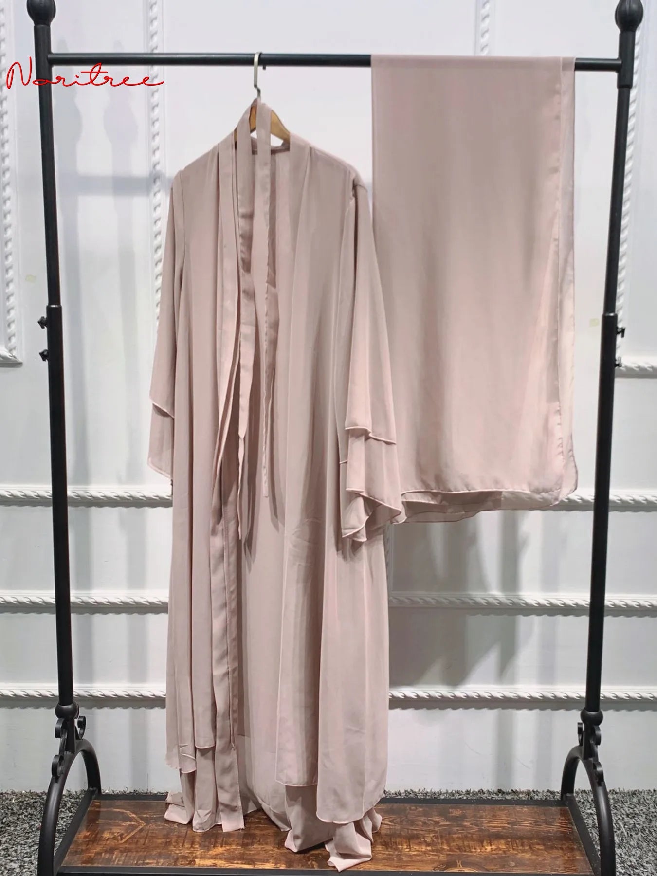 Chiffon Muslim Cardigan Abayas With Belt