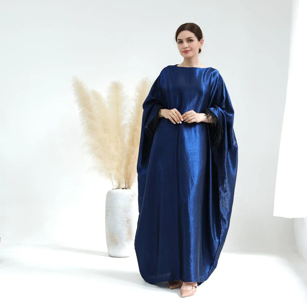 Closed Abaya Sleeves With Feather for Muslim Women, Luxury Abayas Dress