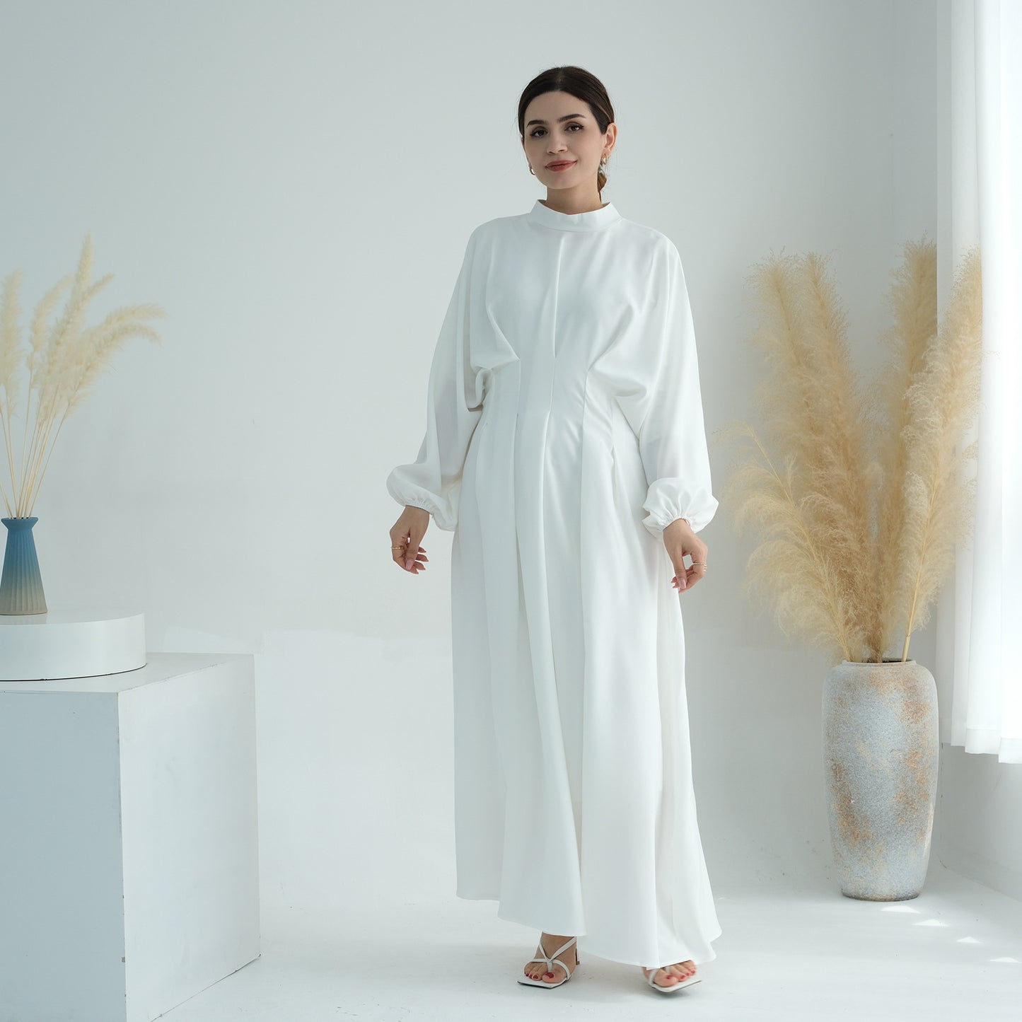 Turkey Dubai Solid Color Beam Sleeve dress