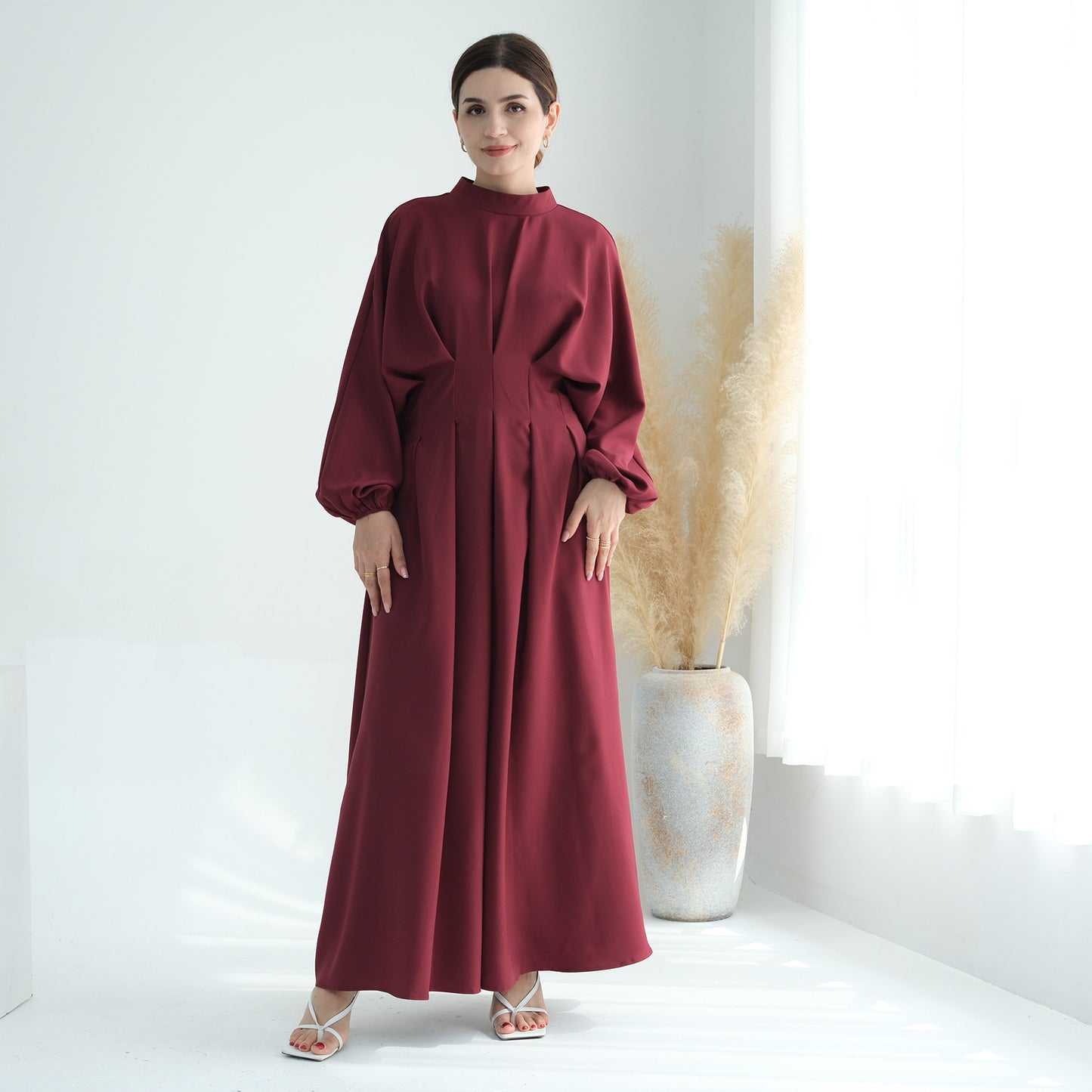 Turkey Dubai Solid Color Beam Sleeve dress