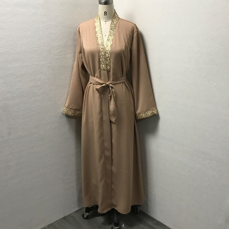 Elegant Embroidered Abaya Dress with Lace Details