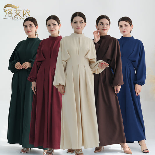 Turkey Dubai Solid Color Beam Sleeve dress