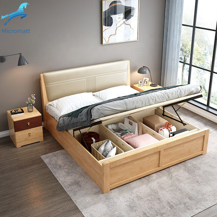 Bedroom Set Furniture Frame Queen Size Modern Luxury Wood Double Bed