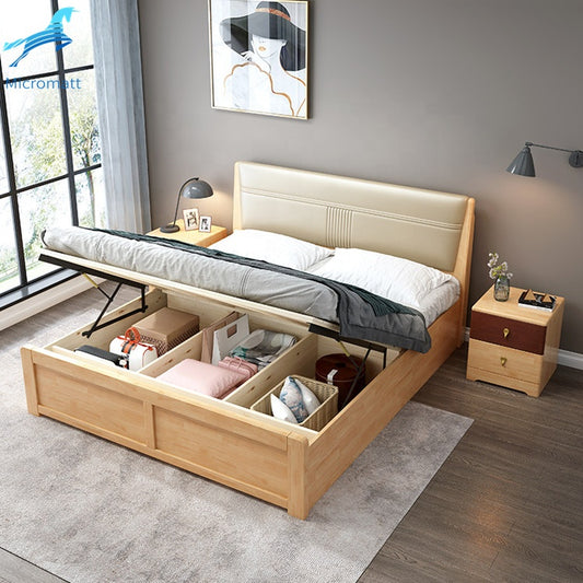 Bedroom Set Furniture Frame Queen Size Modern Luxury Wood Double Bed