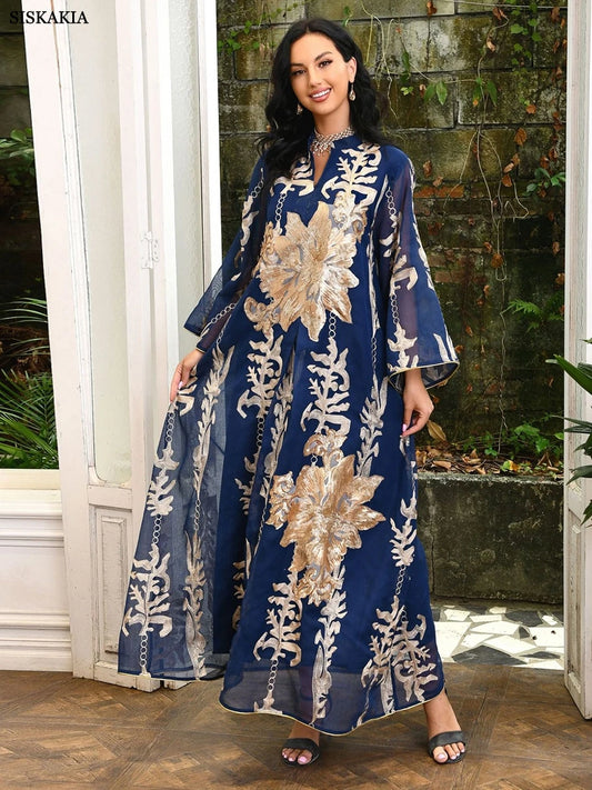Abayas for Women Luxury Sequins Embroidery