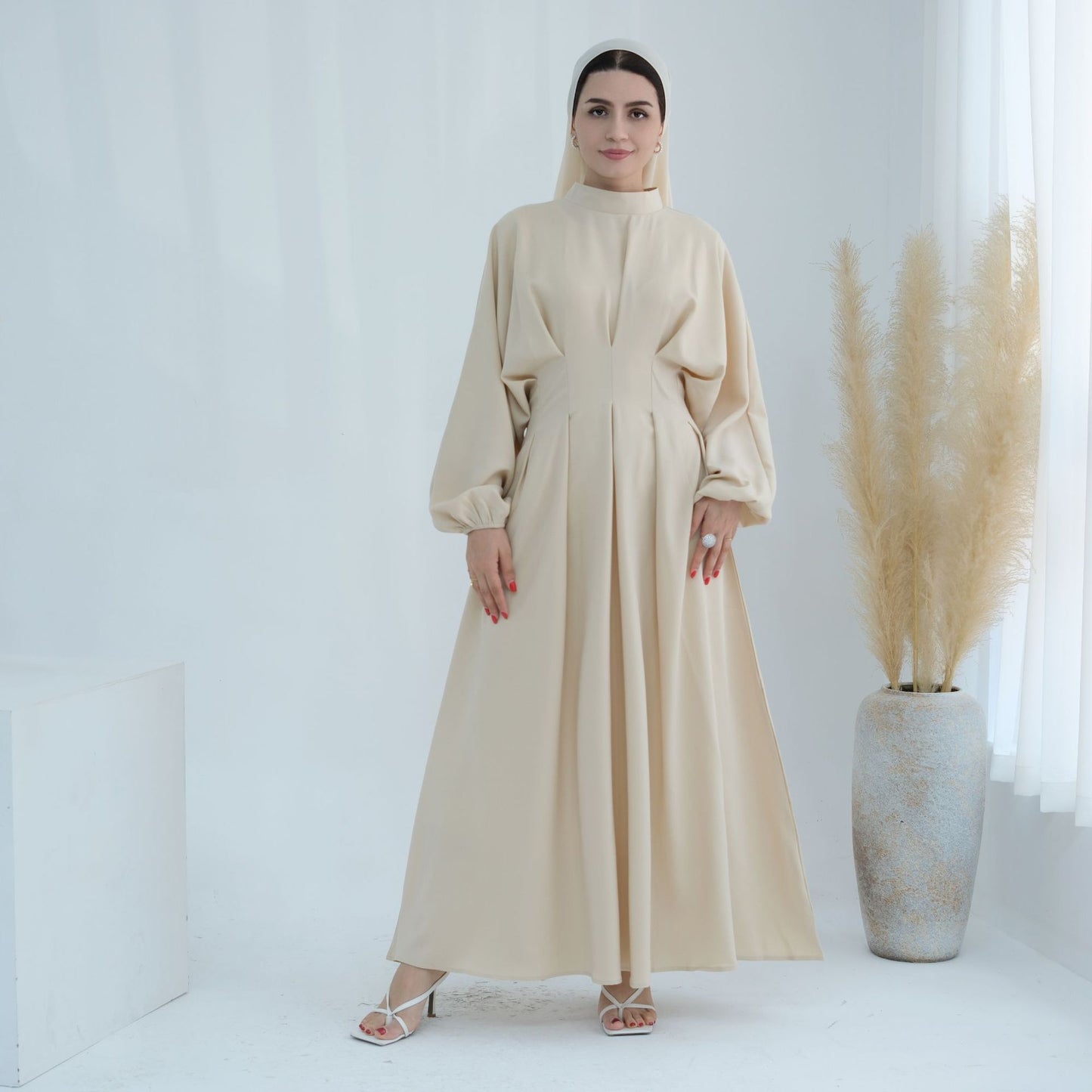Turkey Dubai Solid Color Beam Sleeve dress