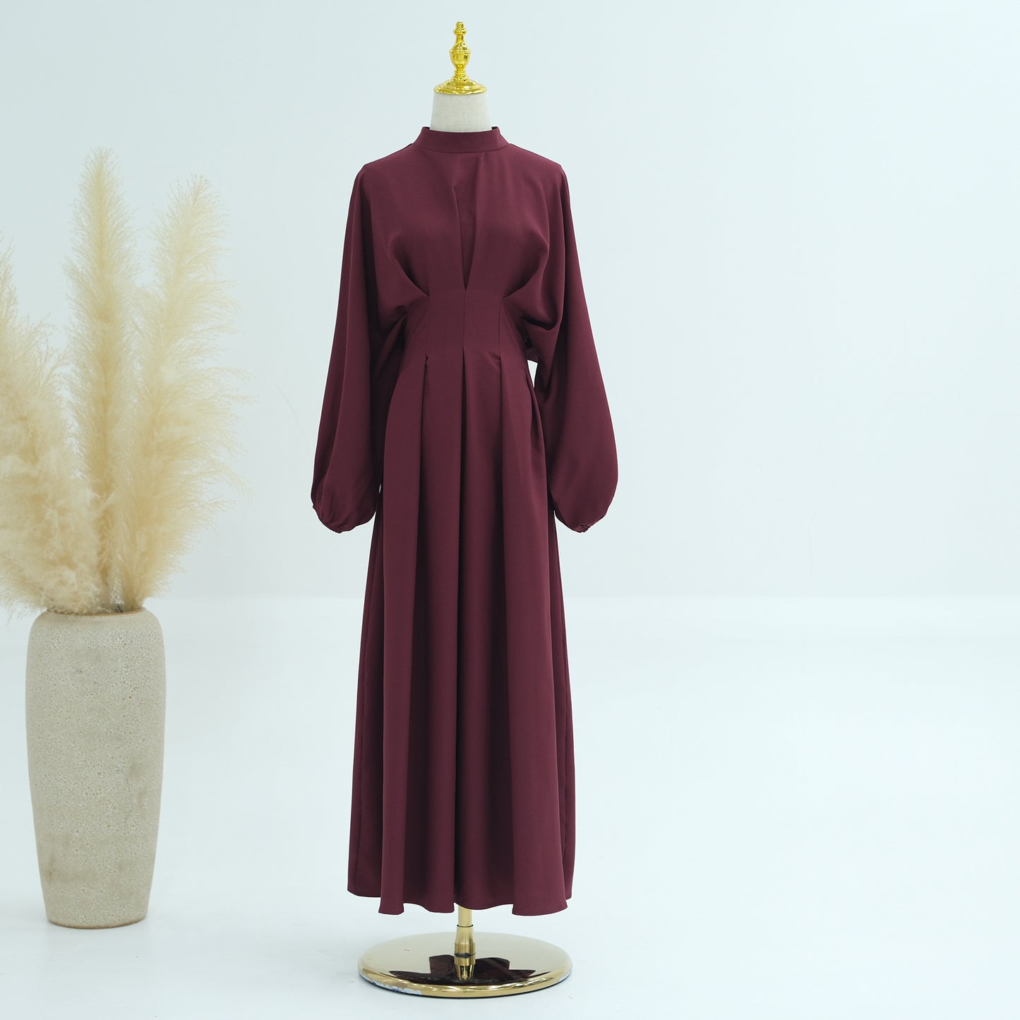 Turkey Dubai Solid Color Beam Sleeve dress
