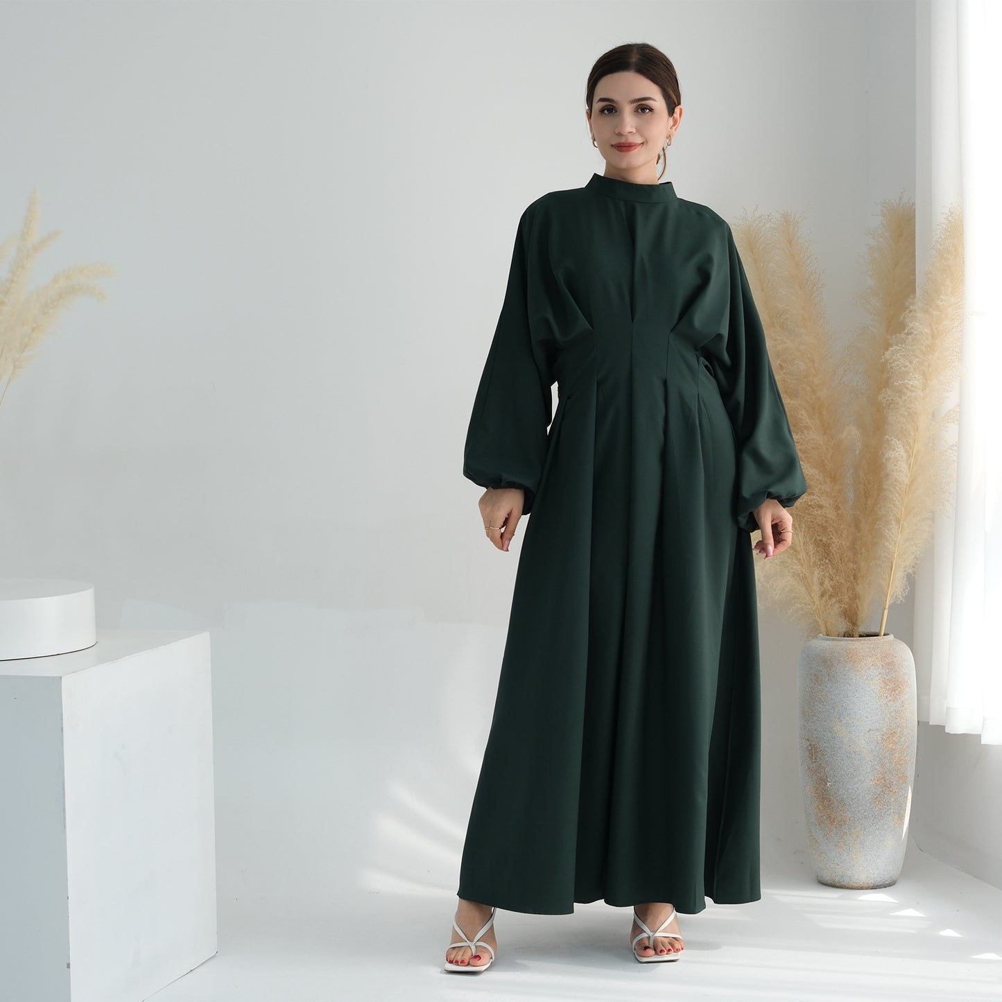 Turkey Dubai Solid Color Beam Sleeve dress