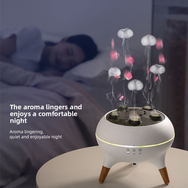 Cross-Border Popular Jellyfish Aromatherapy Machine Home Bedroom Essential Oil Remote Control Automatic Spray Jellyfish Smoke Ring Humidifier